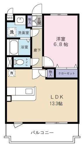ブエナビスタ(1LDK/1階)の間取り写真