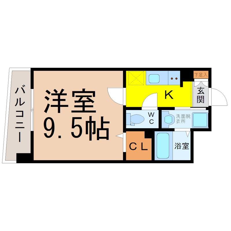 ゲートウェイ尾頭橋(1K/2階)の間取り写真