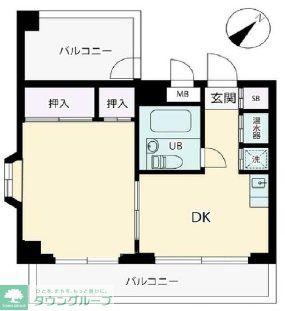 志陽ハイツK&I(1DK/5階)の間取り写真
