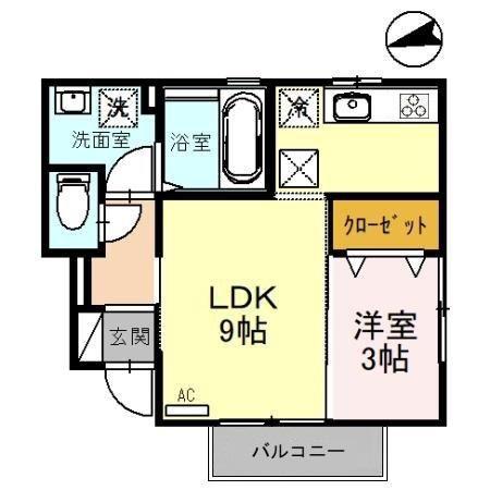 サンティール・ジョワ(1LDK/1階)の間取り写真