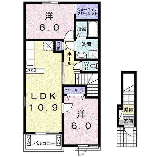 ヴィラ・スキップ I 2LDKHW(2LDK/2階)の間取り写真