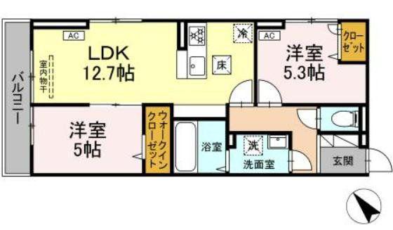 ビエント新横浜(2LDK/3階)の間取り写真