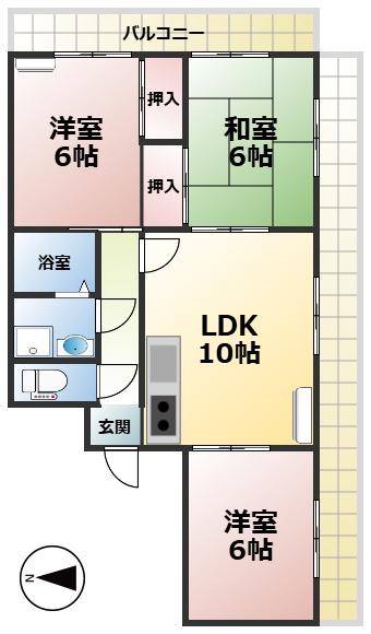 アカデミア横河原(3LDK/5階)の間取り写真