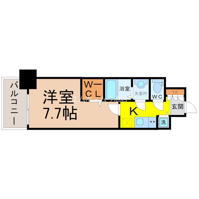プレサンスジェネ葵(1K/10階)の間取り写真