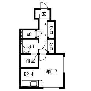 ヴァンクール鶴岡II(ワンルーム/1階)の間取り写真