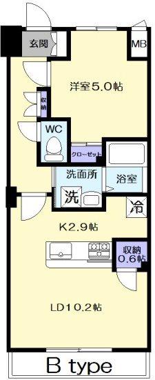 ノビリエ仙川(1LDK/2階)の間取り写真