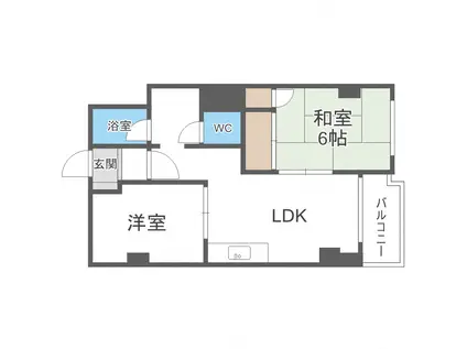 ドミ円山(2LDK/4階)の間取り写真