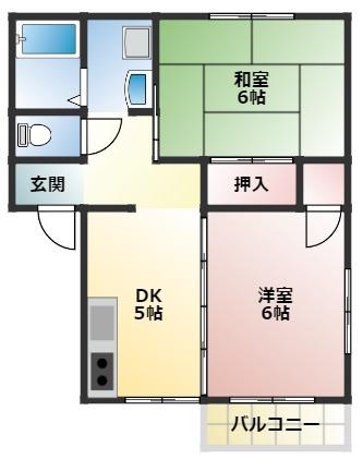 ハイツ水神IA(2DK/1階)の間取り写真