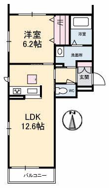 シャーメゾンヴァンソレイユ(1LDK/2階)の間取り写真