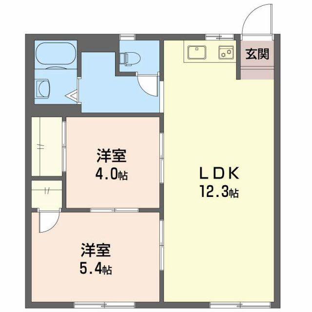 ドミール大和(2LDK/1階)の間取り写真
