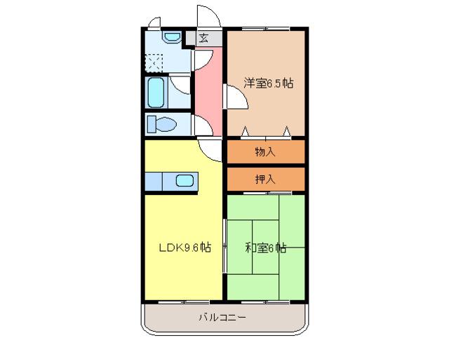 サニーヒル(2LDK/2階)の間取り写真