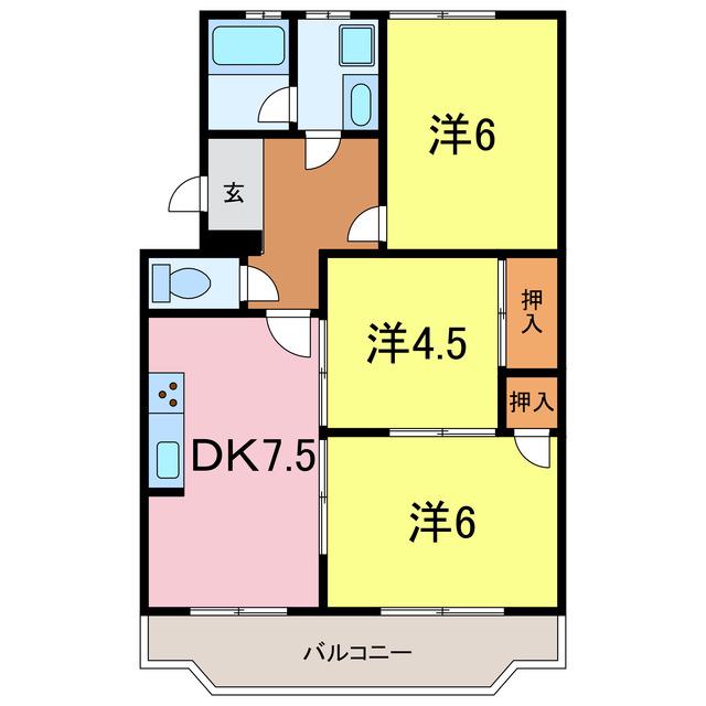 本郷ビル(3DK/2階)の間取り写真
