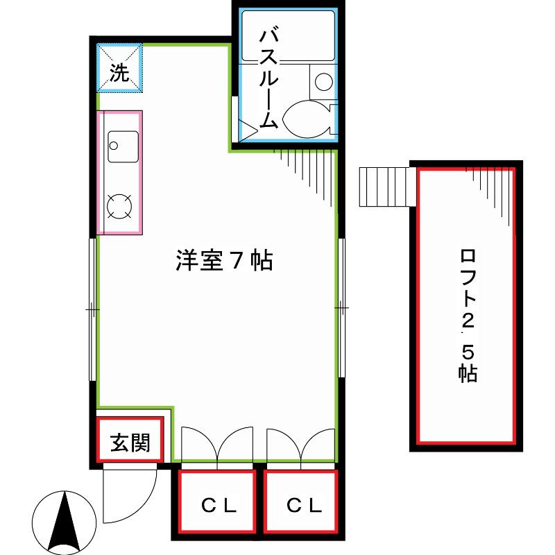 ＪＲ中央線 高円寺駅 徒歩8分 2階建 築21年(ワンルーム/2階)の間取り写真