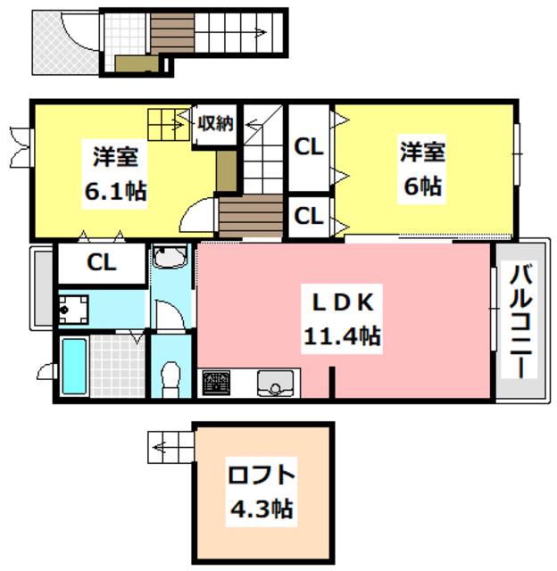 GRACE U.K(2LDK/2階)の間取り写真