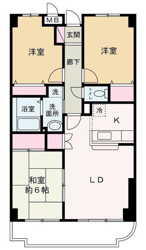 八千代TYプラザA棟(3LDK/1階)の間取り写真