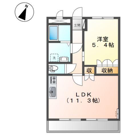 クベンツールA(1LDK/1階)の間取り写真