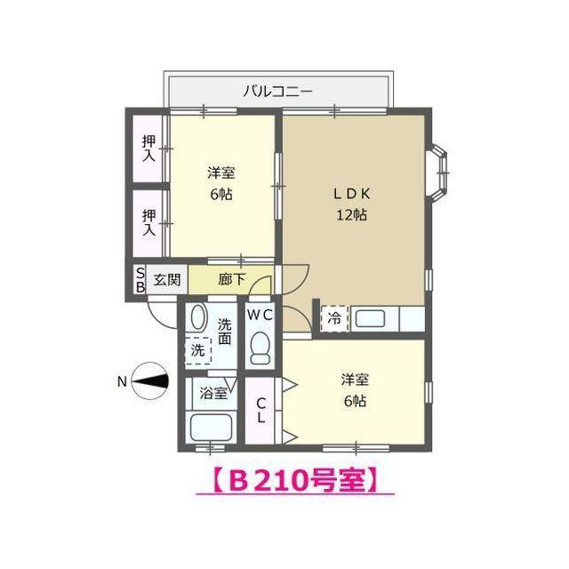 フォルテシモ A棟・B棟(2LDK/2階)の間取り写真