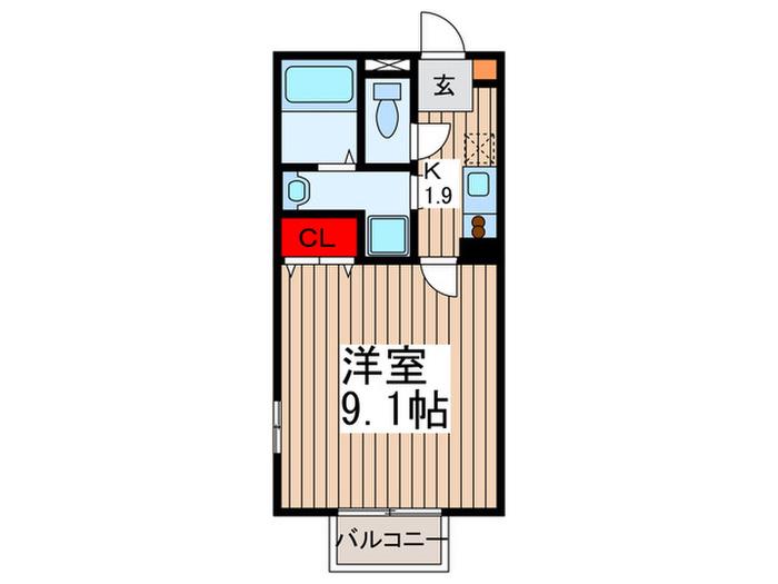 アムールSEN(1K/1階)の間取り写真
