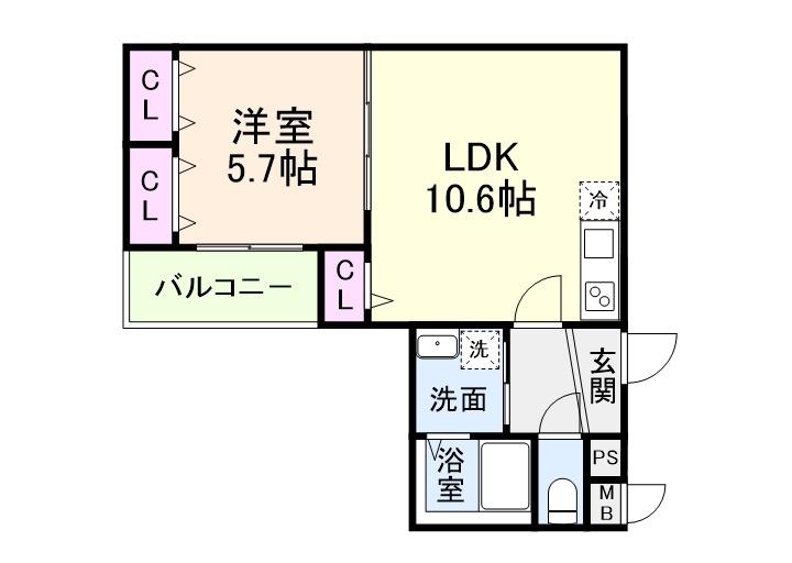 グランシールIII番館(1LDK/1階)の間取り写真