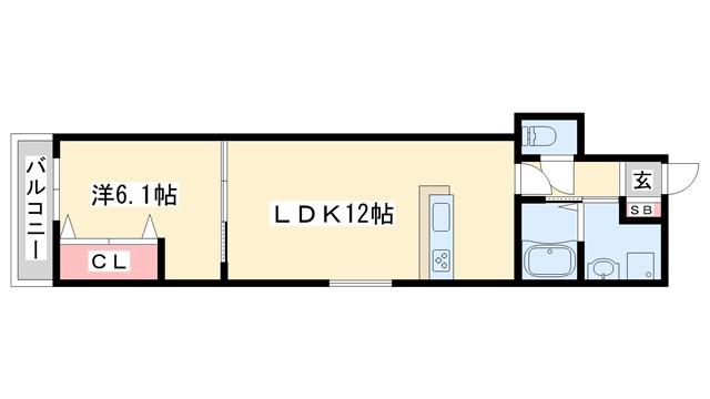 ブロンテ北在家ウエスト(1LDK/2階)の間取り写真
