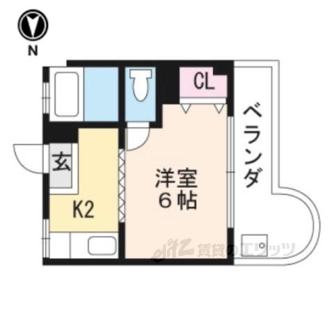 銀閣寺南(1K/3階)の間取り写真