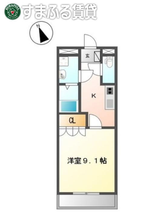 エスフィールドアサマ(1K/2階)の間取り写真