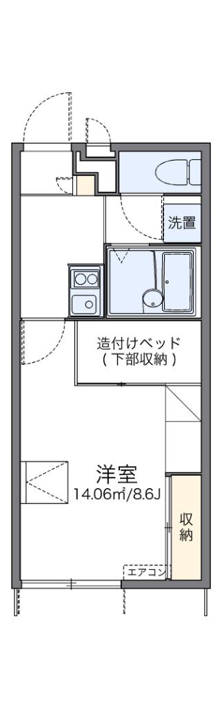 レオパレステイルザウエスト(1K/1階)の間取り写真