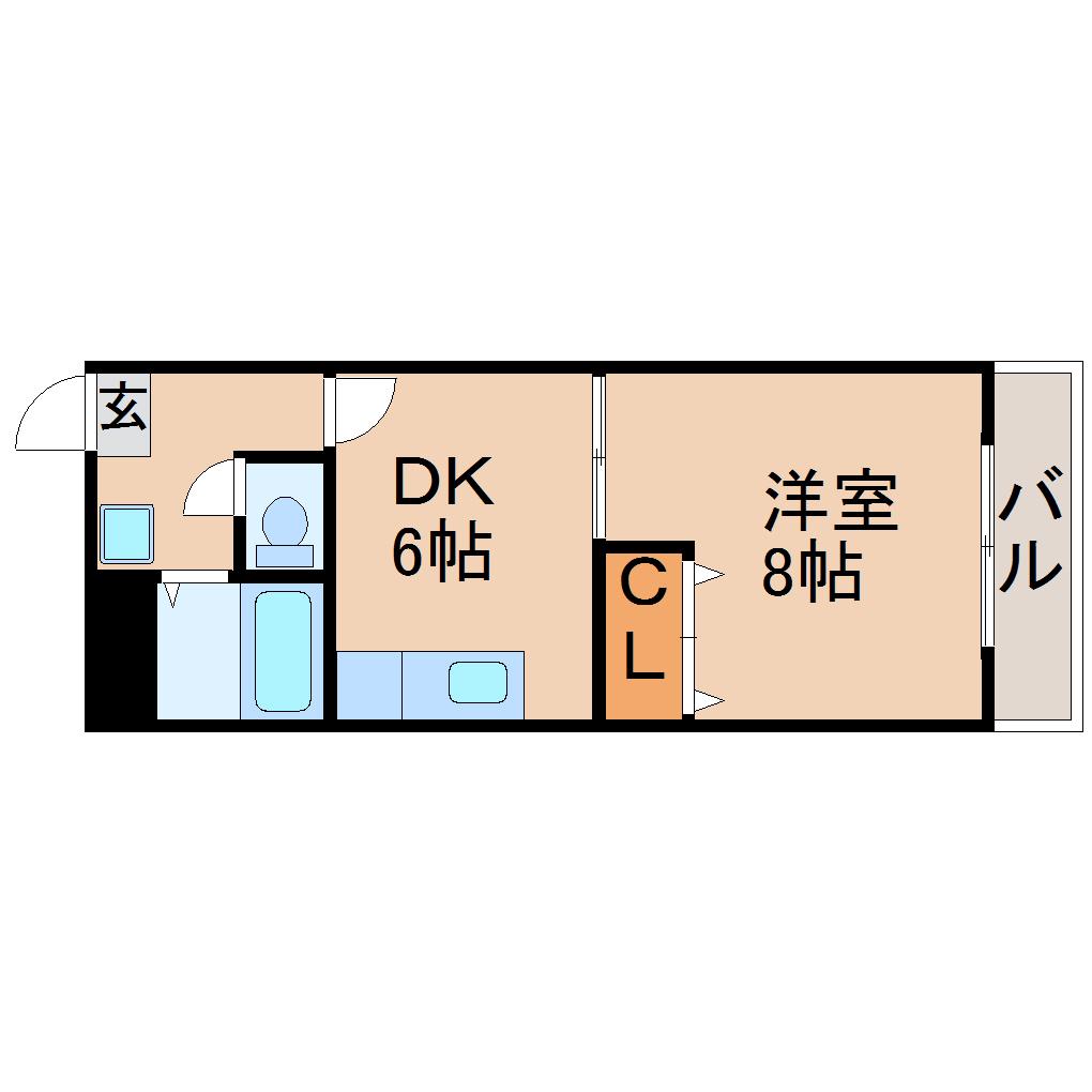 八木山アベニュー(1DK/1階)の間取り写真