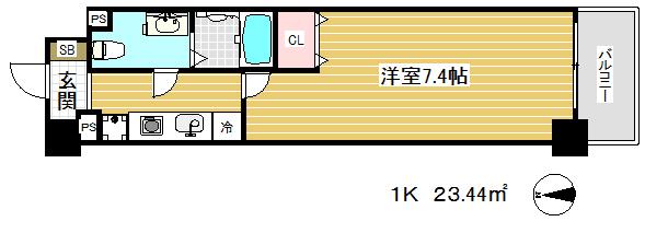ベルトピア門口(1K/9階)の間取り写真