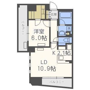 パークアクシス梅田(1LDK/8階)の間取り写真