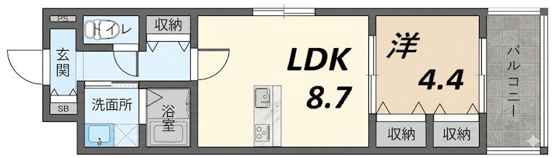 MISTRAL龍野町(1LDK/1階)の間取り写真