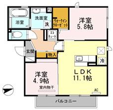 ブランシェメゾン(2LDK/3階)の間取り写真