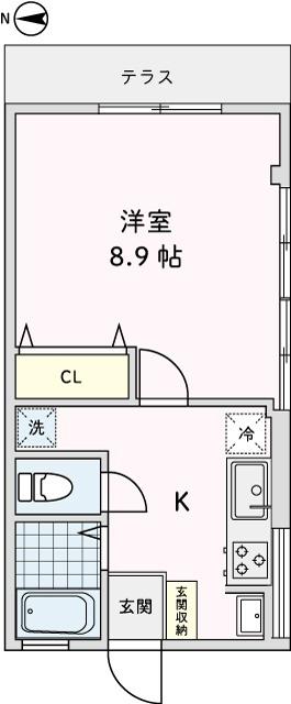 ブライトレジデンス仙川(1K/1階)の間取り写真
