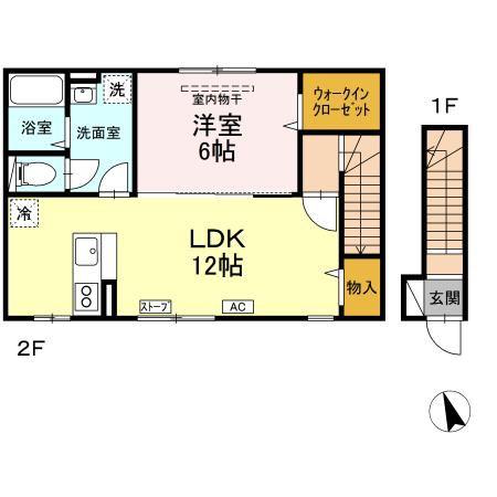 K-HAUS B(1LDK/2階)の間取り写真