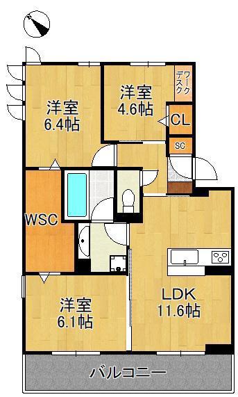 D-ROOM鷹の巣(3LDK/1階)の間取り写真