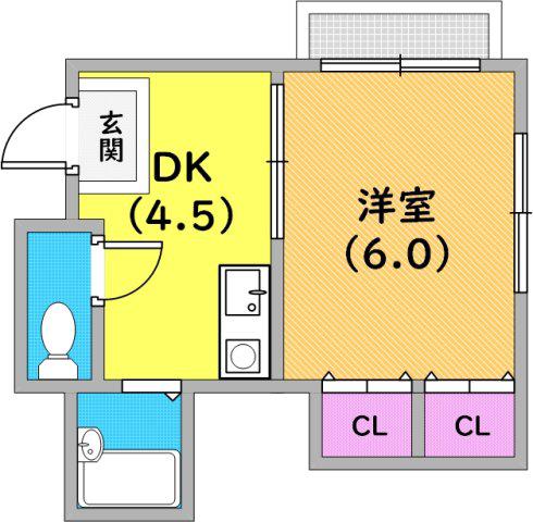 CRESCENDO 高丸(1DK/3階)の間取り写真