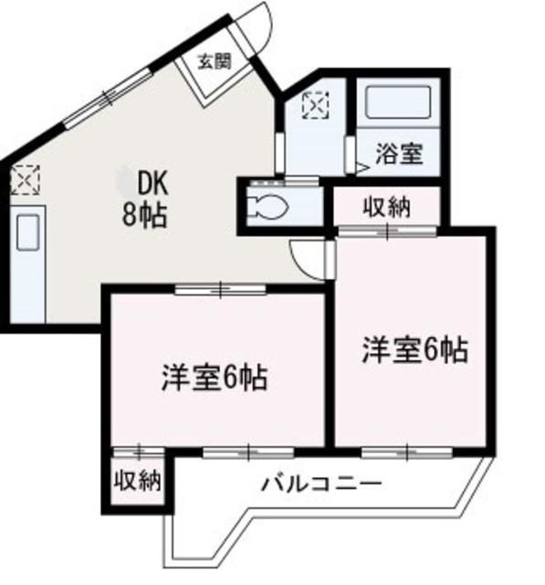 パークレジデンス(2DK/1階)の間取り写真