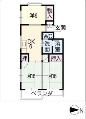 シティマンション千年(3DK/4階)の間取り写真