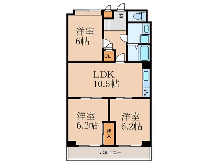 ライオンズマンション小笹第2(3LDK/3階)の間取り写真