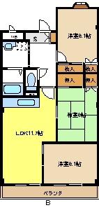 フォレストサイドK-III(3LDK/1階)の間取り写真