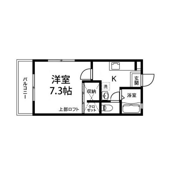 シングル8-中山(1K/2階)の間取り写真