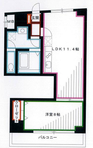ローズガーデン(1LDK/9階)の間取り写真