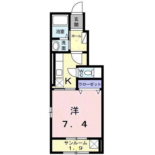 ラ ヴィ クレール(1K/1階)の間取り写真