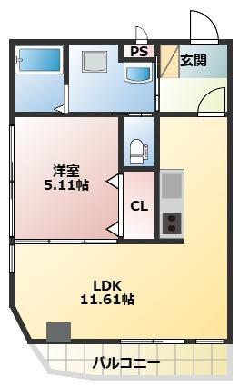 ヒルクレスト越谷(1LDK/5階)の間取り写真