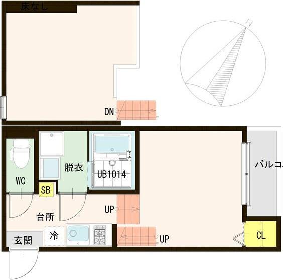 GRANCOURT台原(1K/1階)の間取り写真