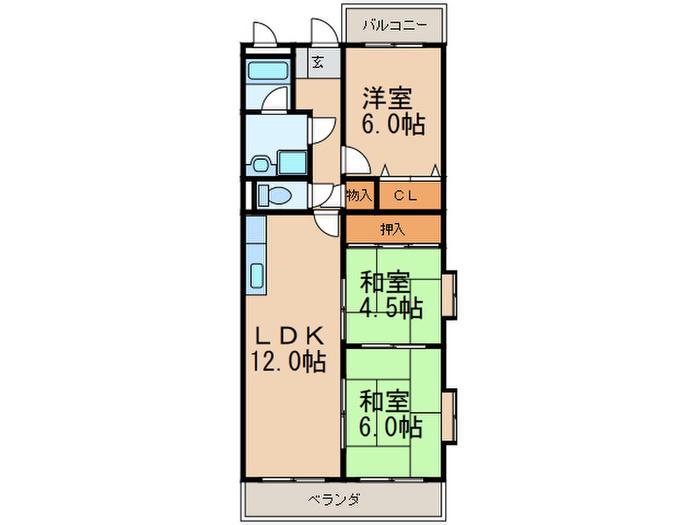 エースワン粕屋(3LDK/4階)の間取り写真
