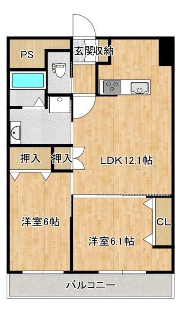 アンソレイエ(1LDK/1階)の間取り写真
