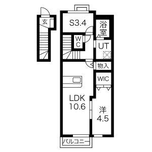 ハッピーヒル(1SLDK/2階)の間取り写真
