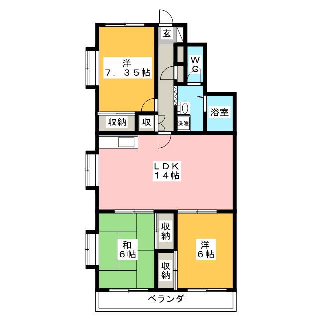 ファミーユ・パーチェ(3LDK/2階)の間取り写真