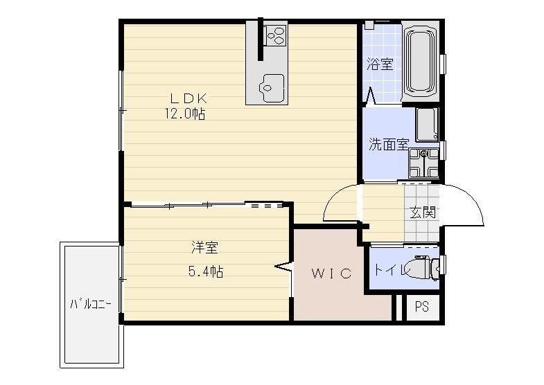 カリエンなめだ(1LDK/4階)の間取り写真
